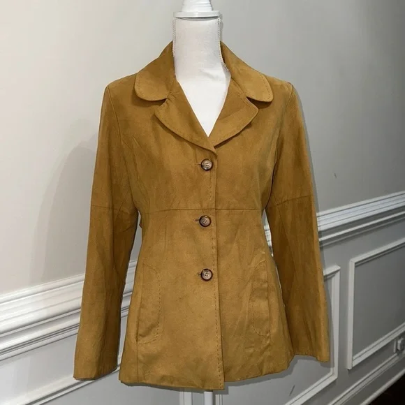 Jones New York Faux Suede Camel Color Button Down Blazer size S - Picture 1 of 10